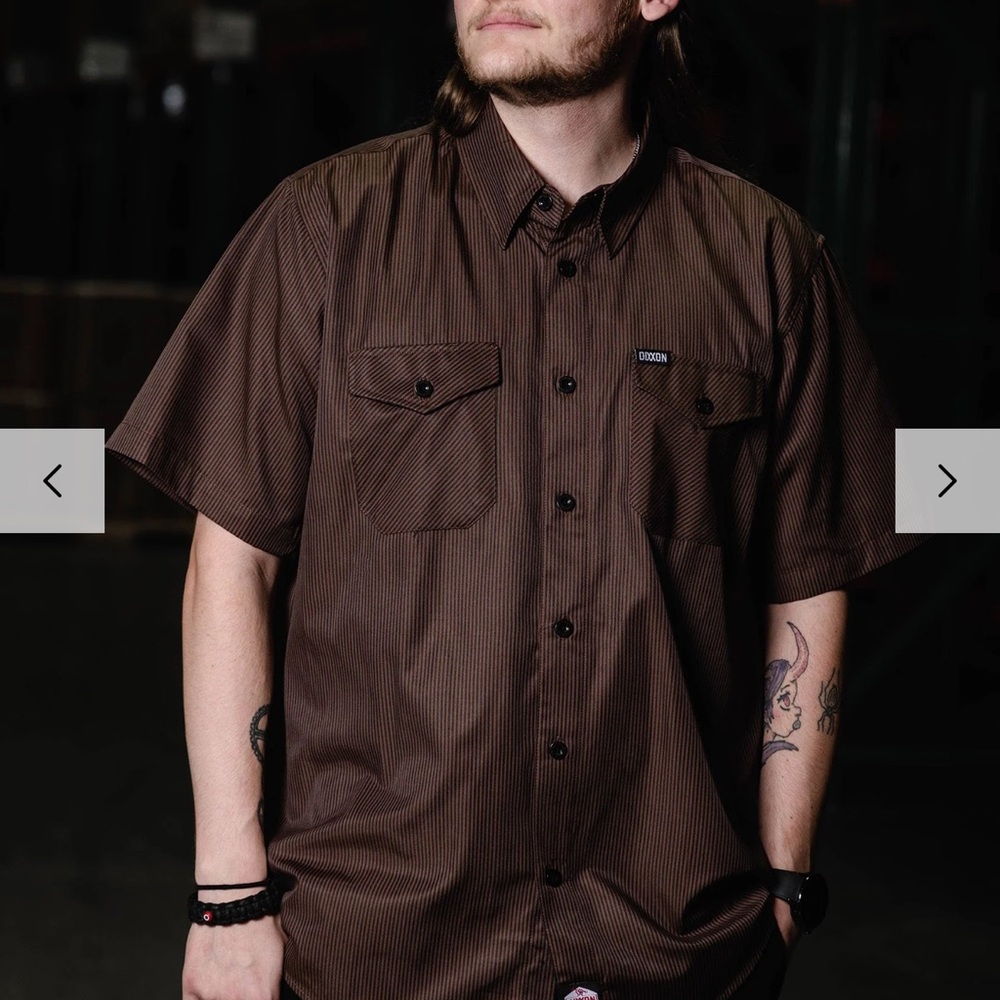 DIXXON Workforce short sleeve Brown with Black Stripes